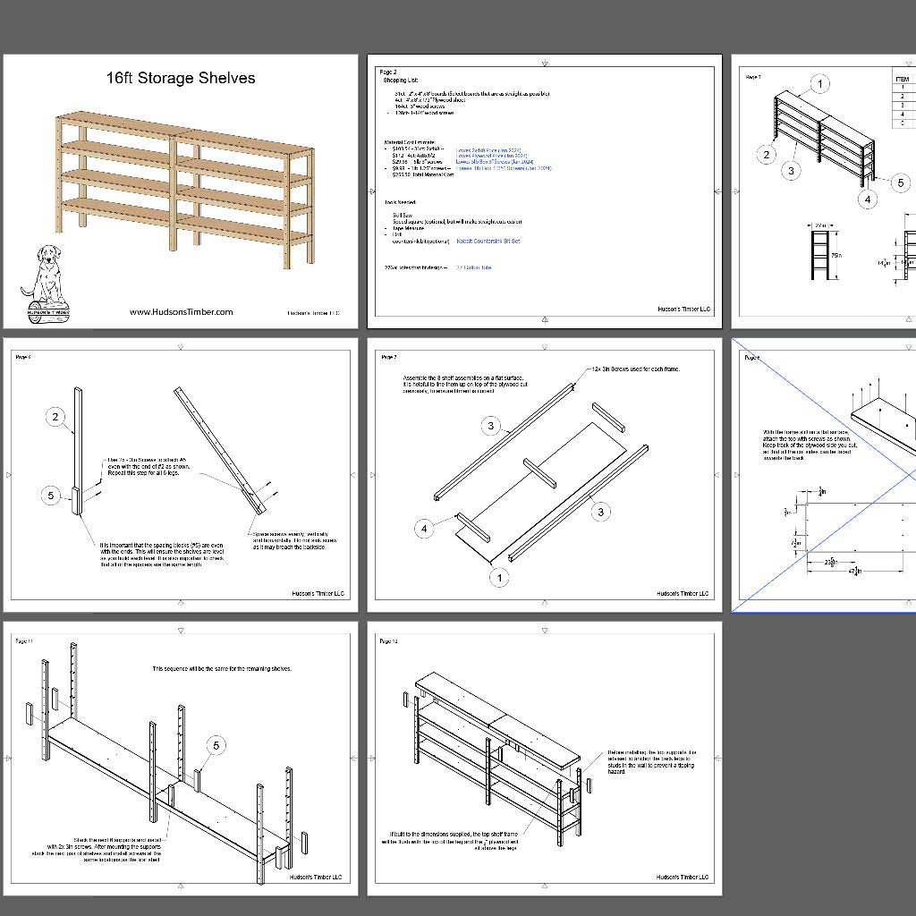 sample instructions for 16 foot long garage storage shelves