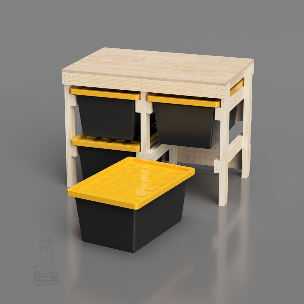 27 gallon tote workbench that holds 4
