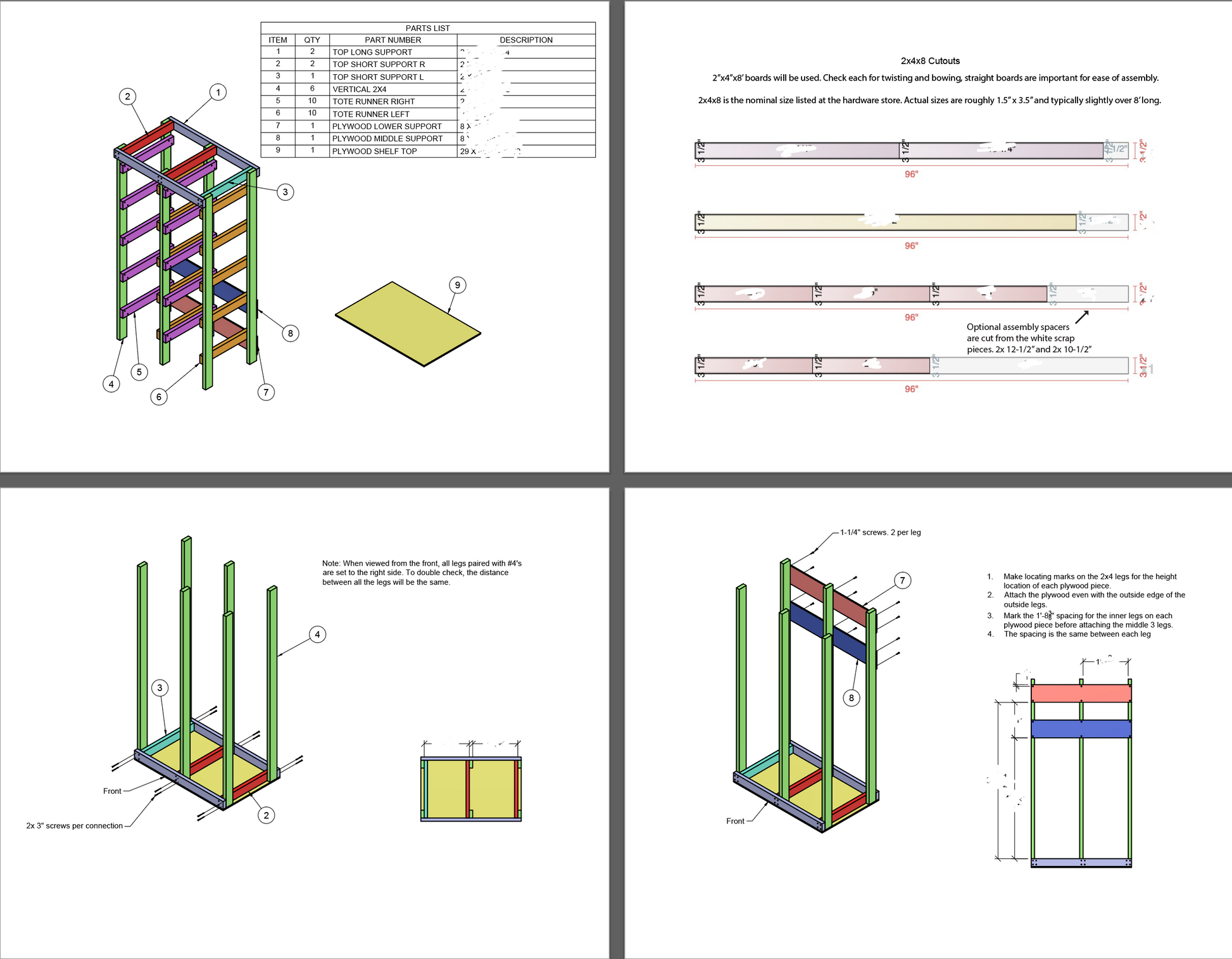 sample instructions for 2x5 tote rack