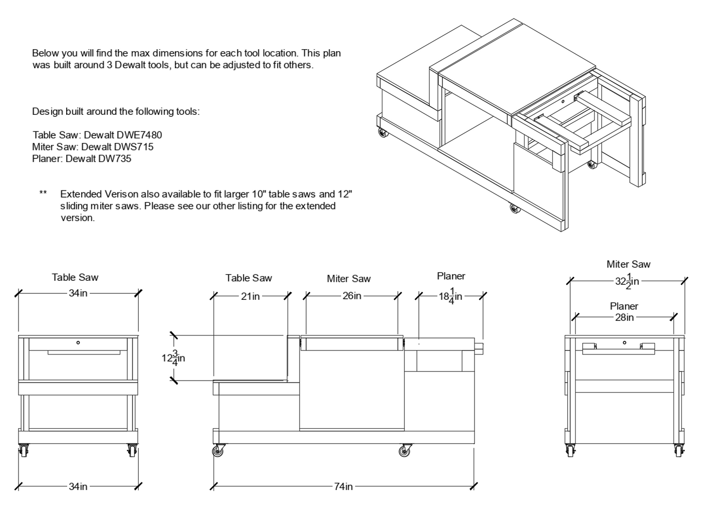dimensions for flip top workbench