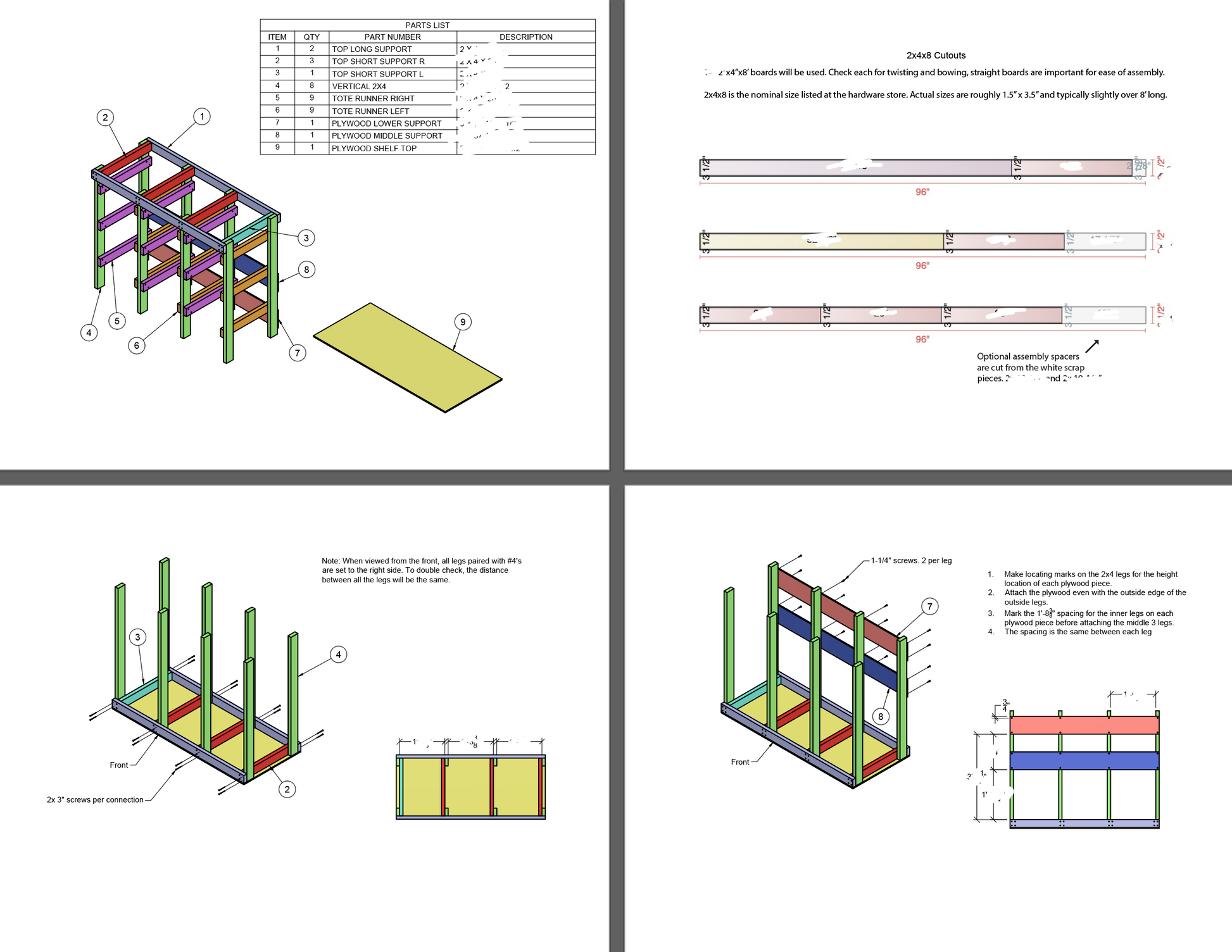 Sample Instructions for 3x3 tote rack