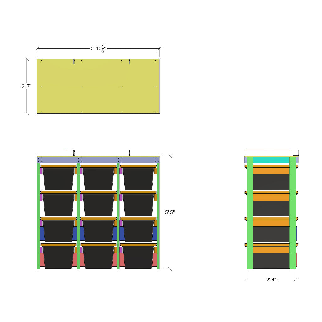 dimensions for 12 tote rack