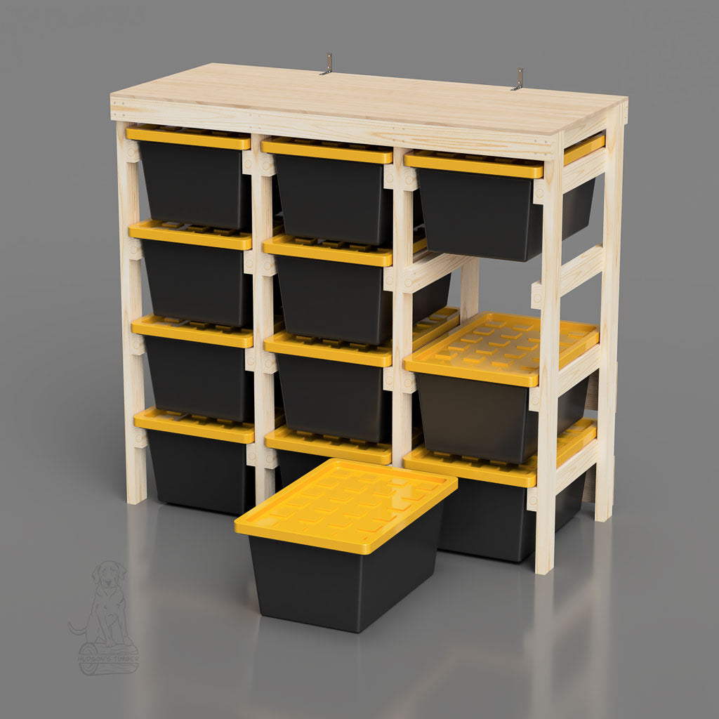 27 Gallon Tote Rack - Holds 12 Lowe’s Totes – Hudson’s Timber