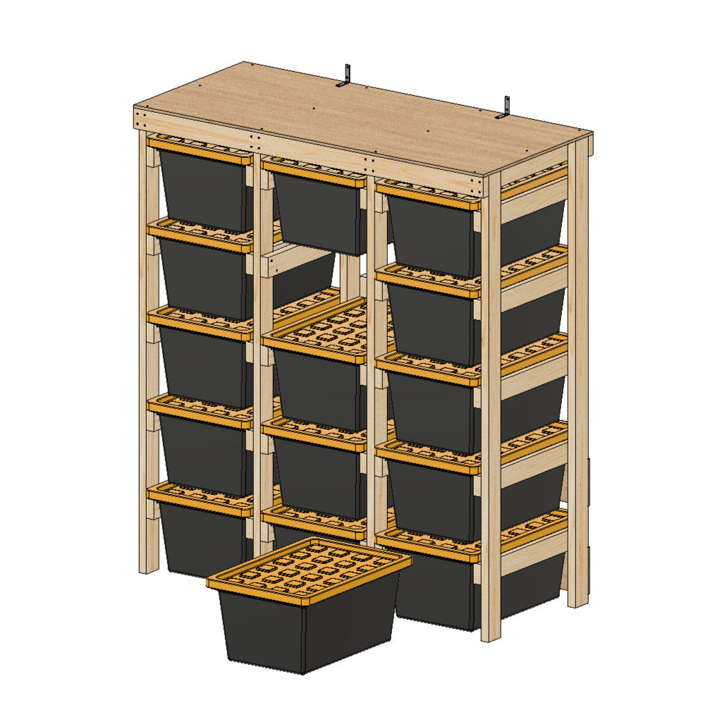 27 gallon tote rack. 5 totes tall
