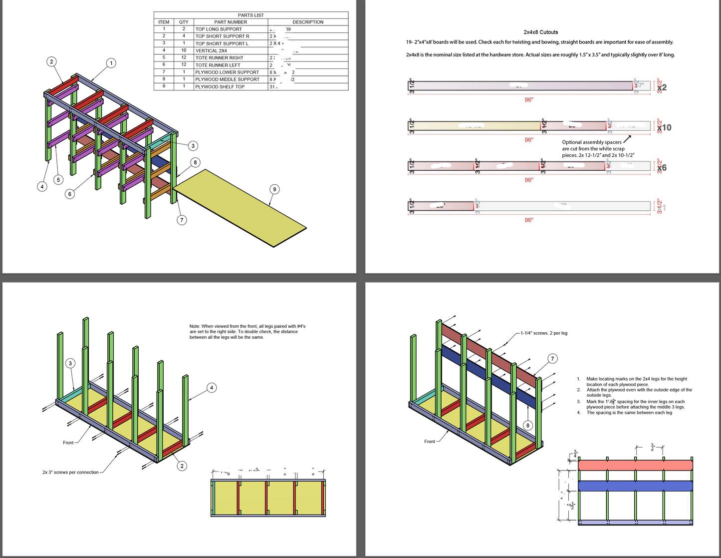 sample instruction pages for 4x3 tote rack
