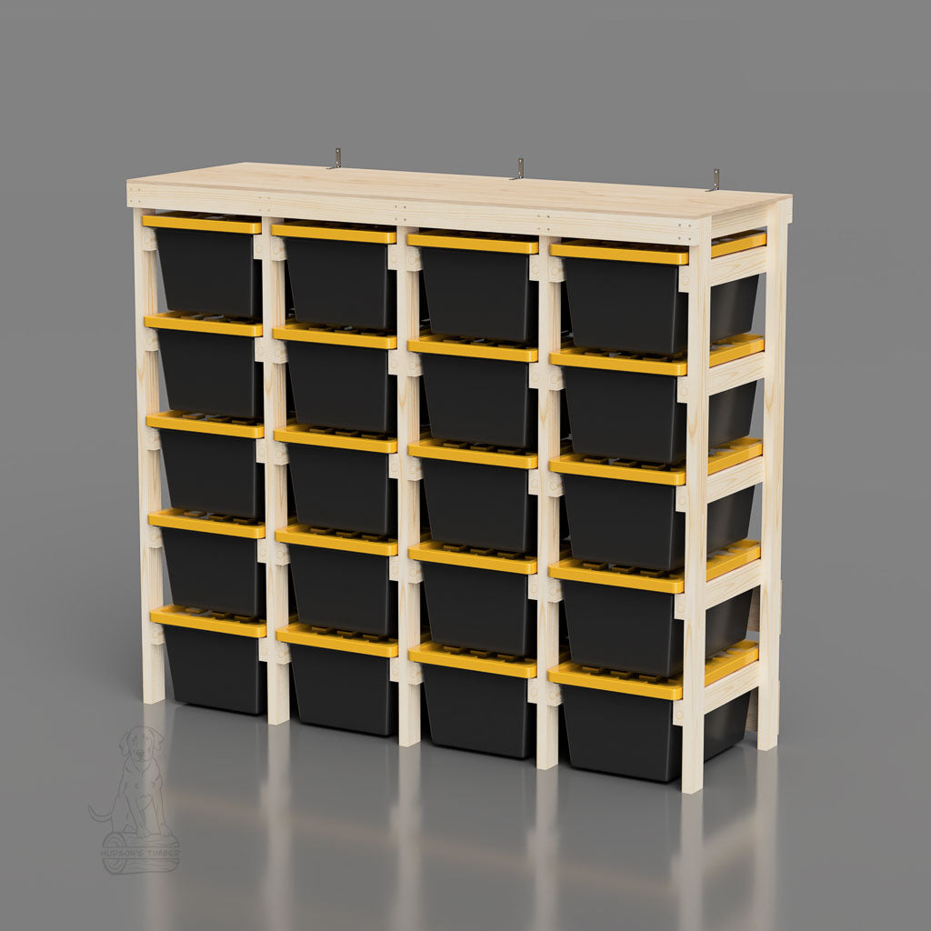 27 gallon tote rack pdf plans that hold 20 totes