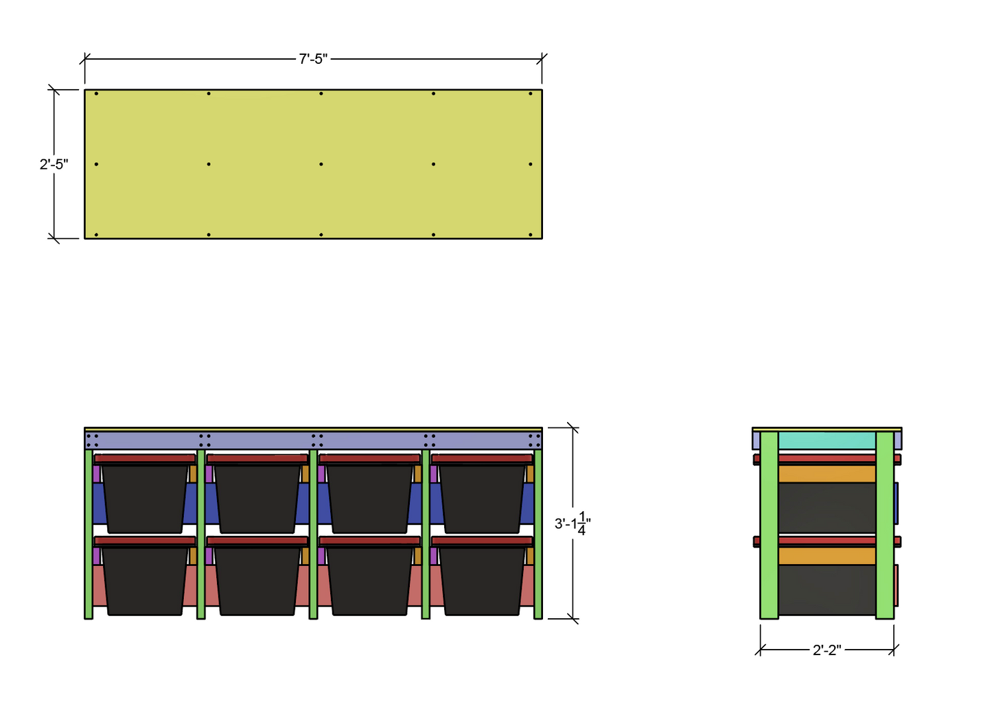 tote workbench dimensions for 8 hdx totes