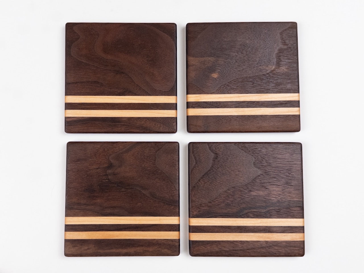 Face Grain Walnut and Maple Coasters