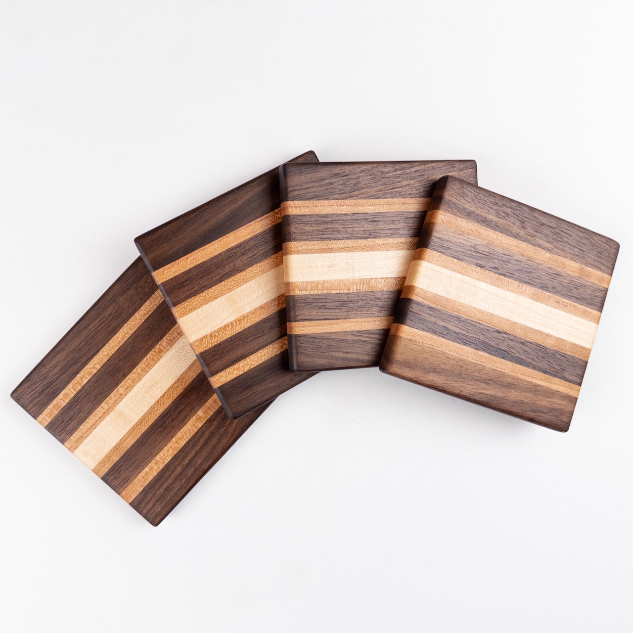 4 piece Hardwood Coaster Set