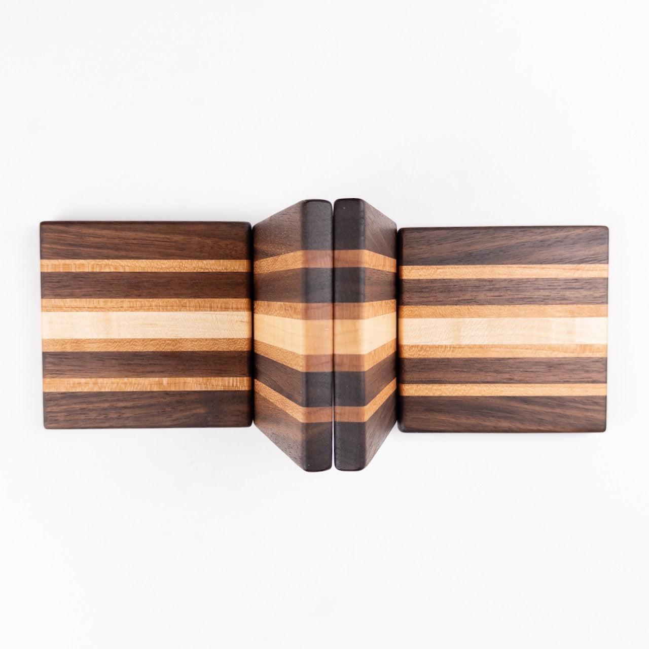 4 pack of edge grain hardwood coasters walnut, maple, cherry