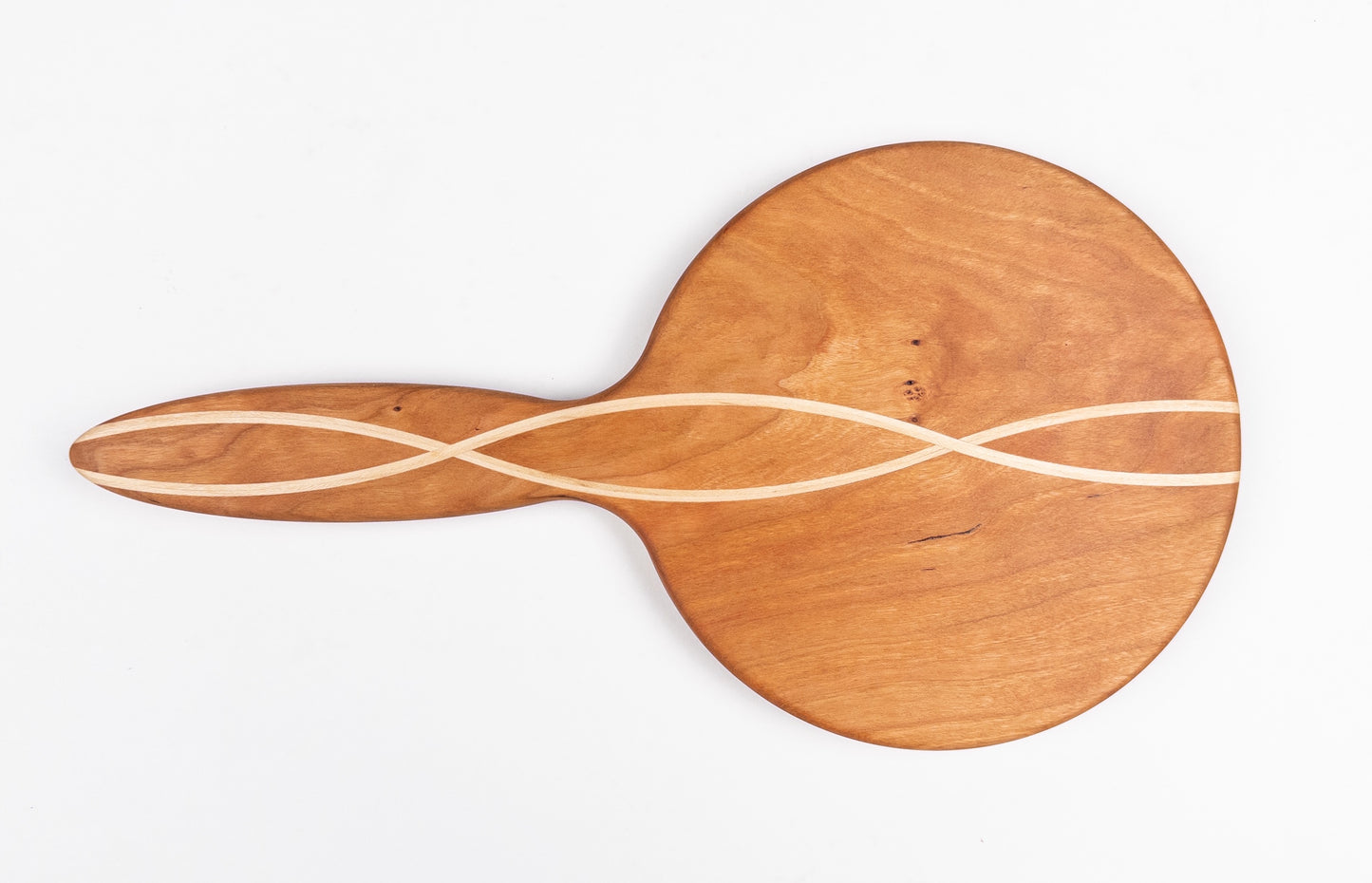 Cherry Hardwood with Maple Weave 6 inch hand mirror