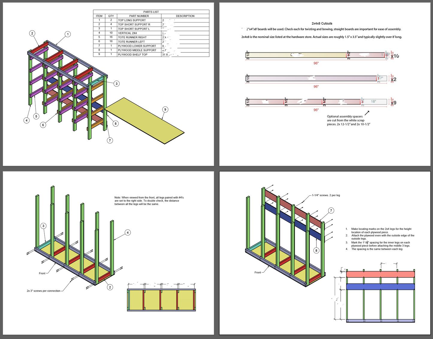 Sample Instructions for tote rack