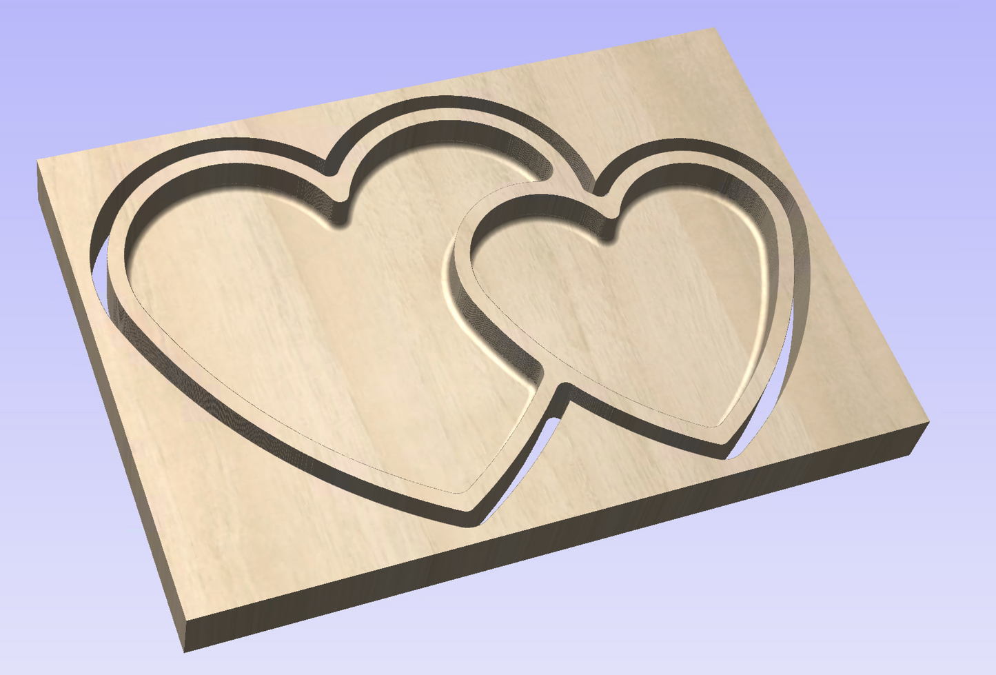Double Heart Vcarve Tray Cut File Render