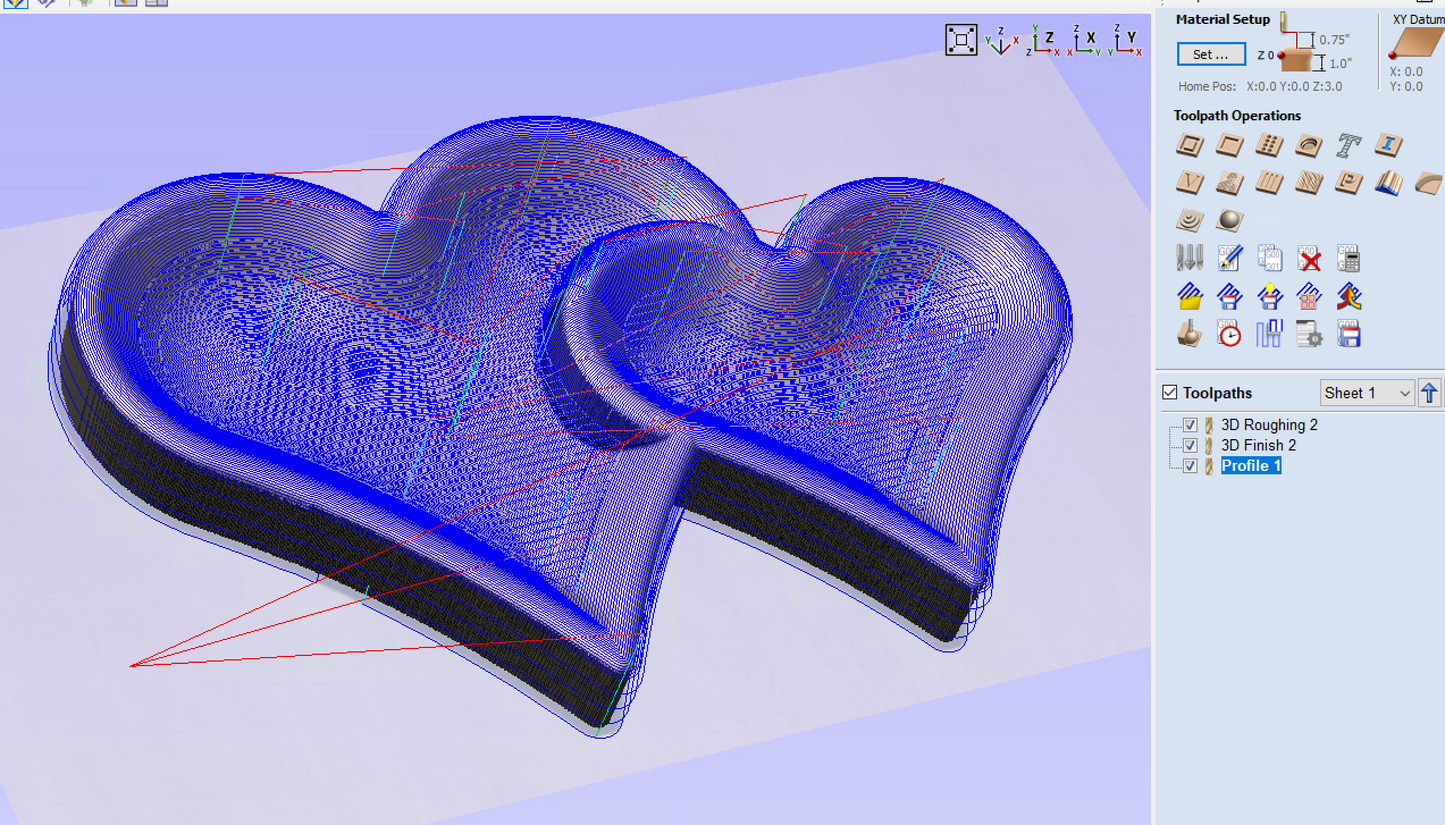 3d Double Heart Concave