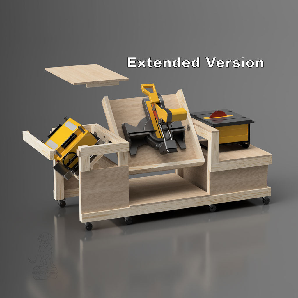 flip top workbench extended plan for larger miter and table saws