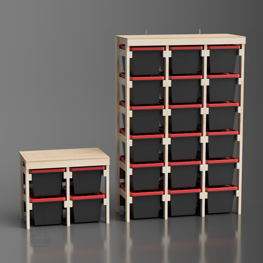 27 gallon tote rack with workbench for hdx totes