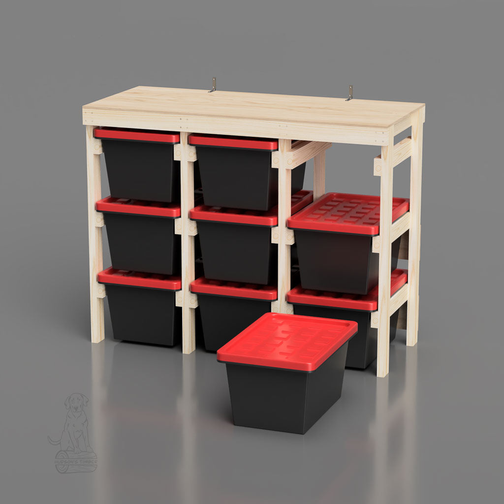 27 Gallon Tote Rack that holds 9 HDX Totes