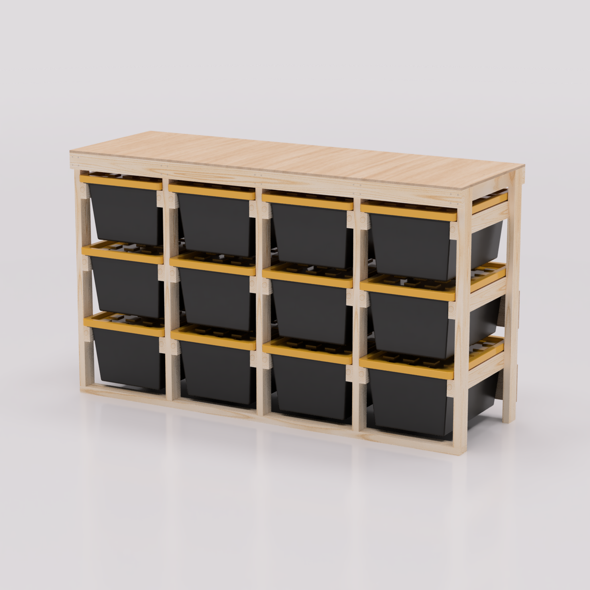 Bote Storage Rack 27 Gallon Tote Storage Rack Plans PDF - Holds 12 Bins – Hudson's Timber