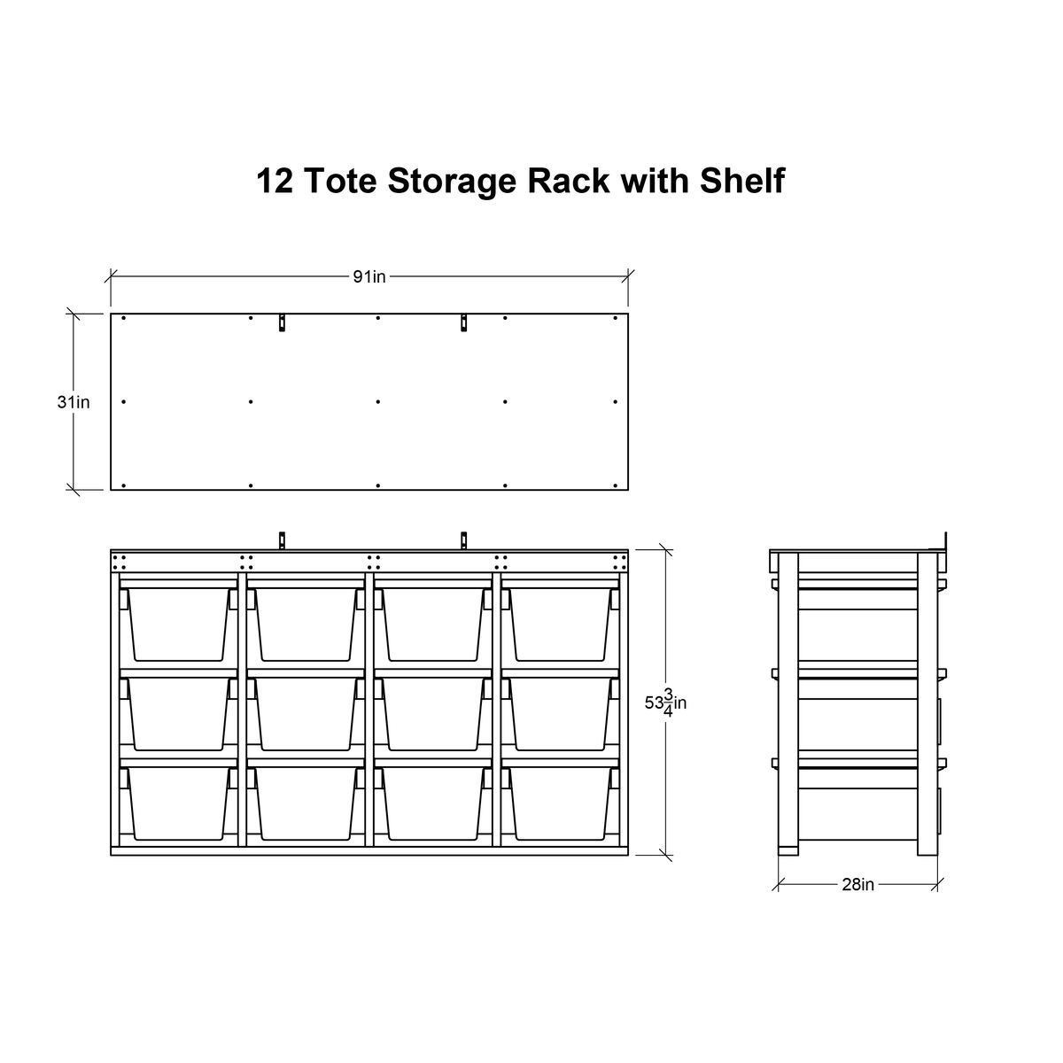 Bote Storage Rack 27 Gallon Tote Storage Rack Plans PDF - Holds 12 Bins – Hudson's Timber