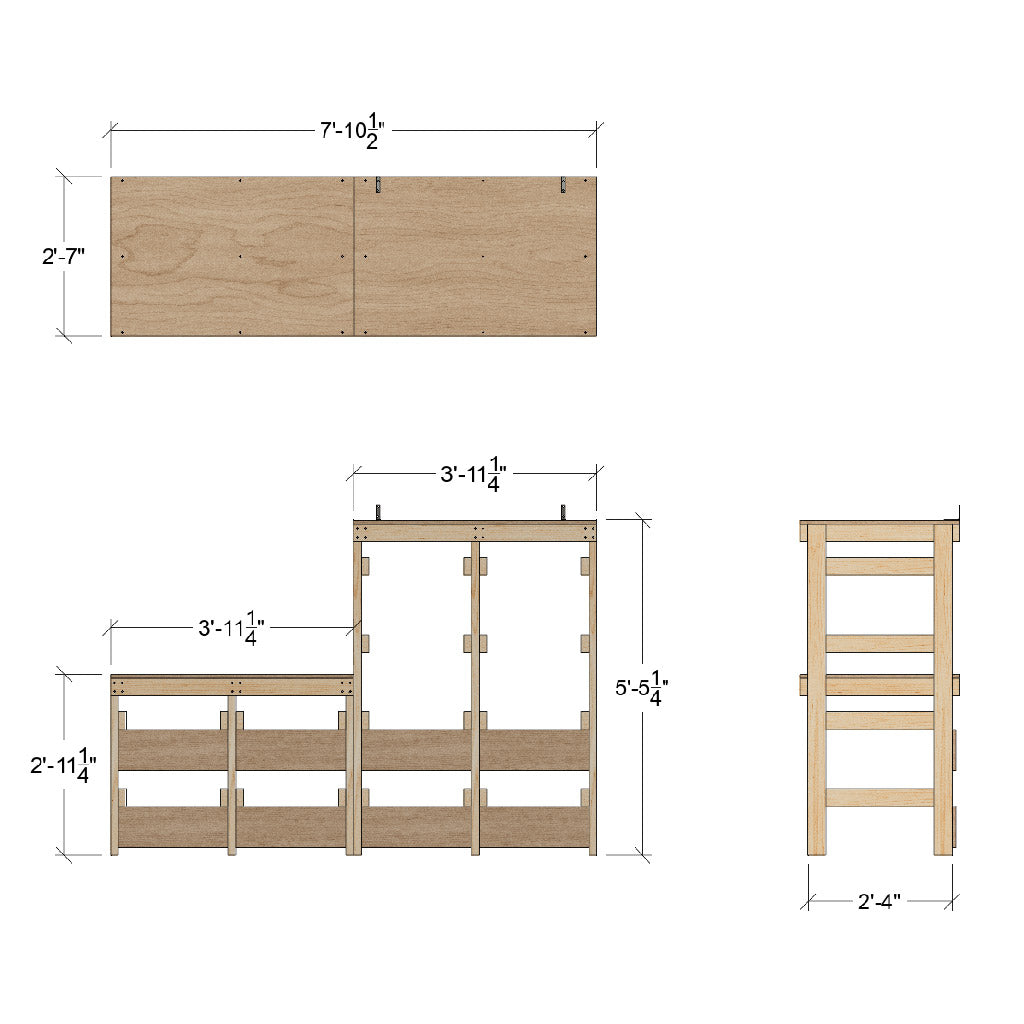 dimensions for combo tote rack and workbench