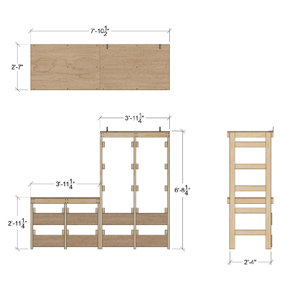 overall dimensions for 27 gallon tote rack workbench combo
