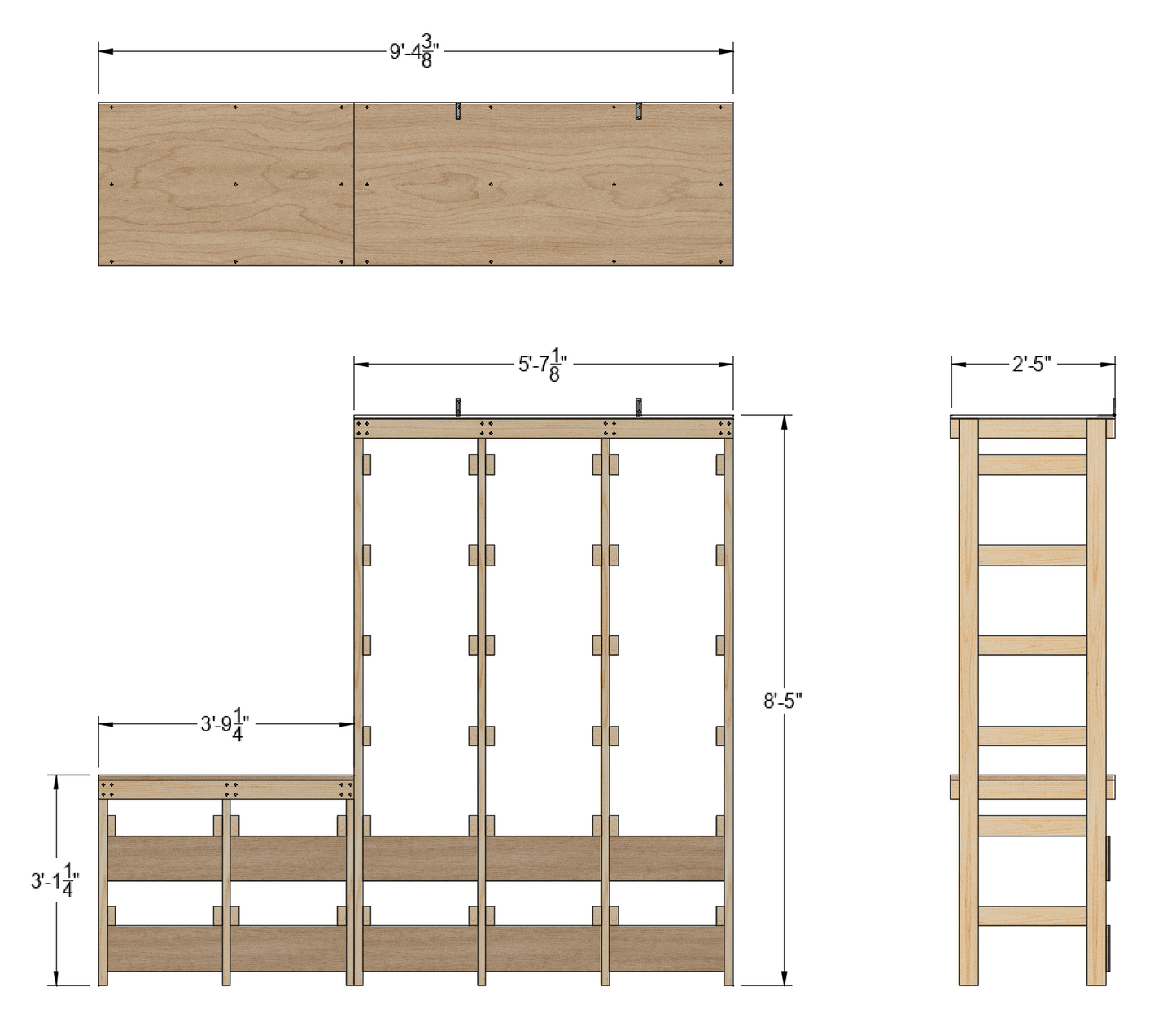 tote rack and workbench combo dimensions