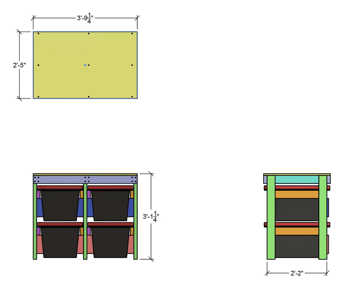 dimensions for 4 tote workbench