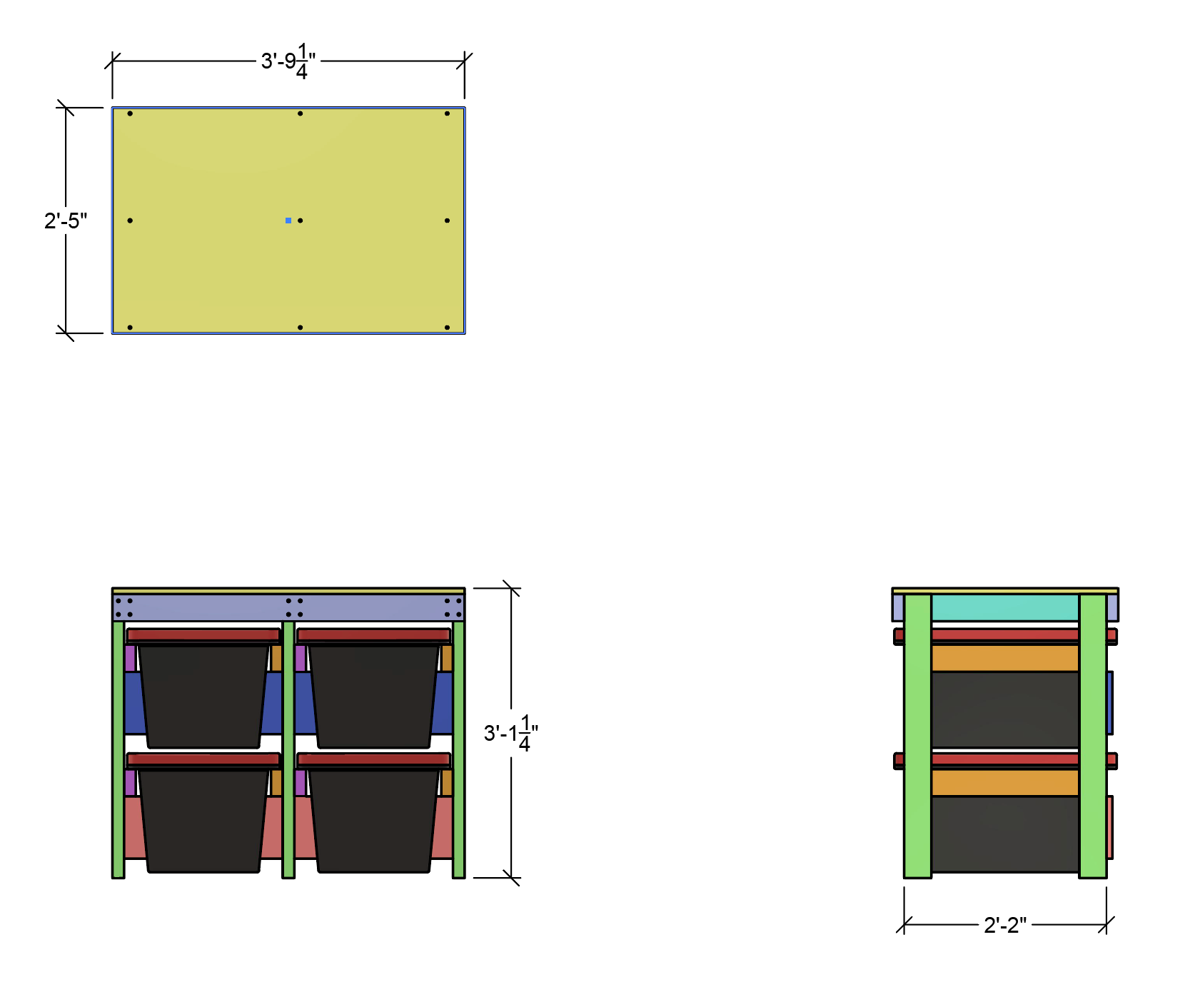 dimensions for 4 tote workbench