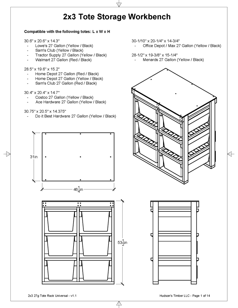 27 Gallon Tote Storage Rack Plans PDF – Hudson's Timber
