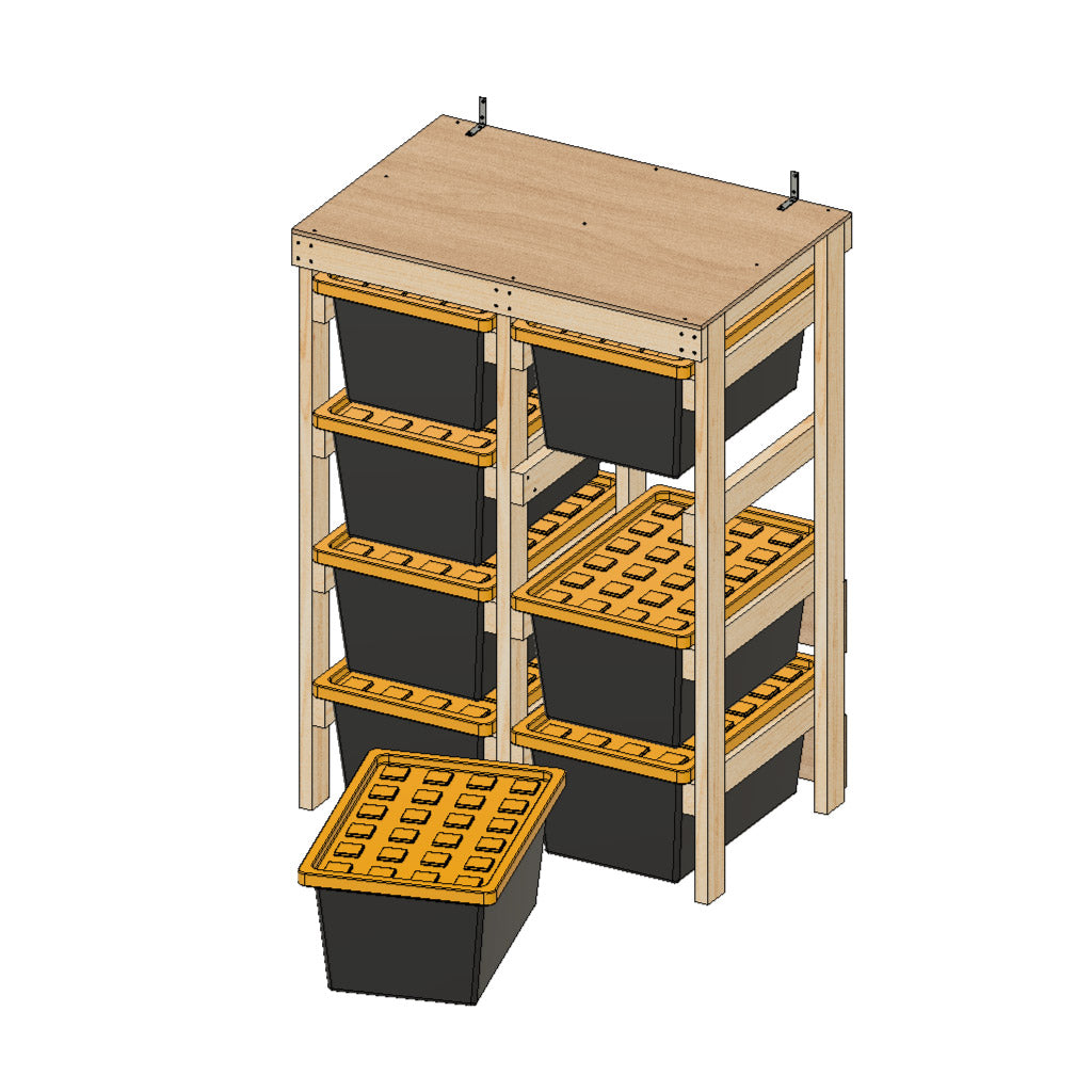 cad model of tote rack for 8 totes