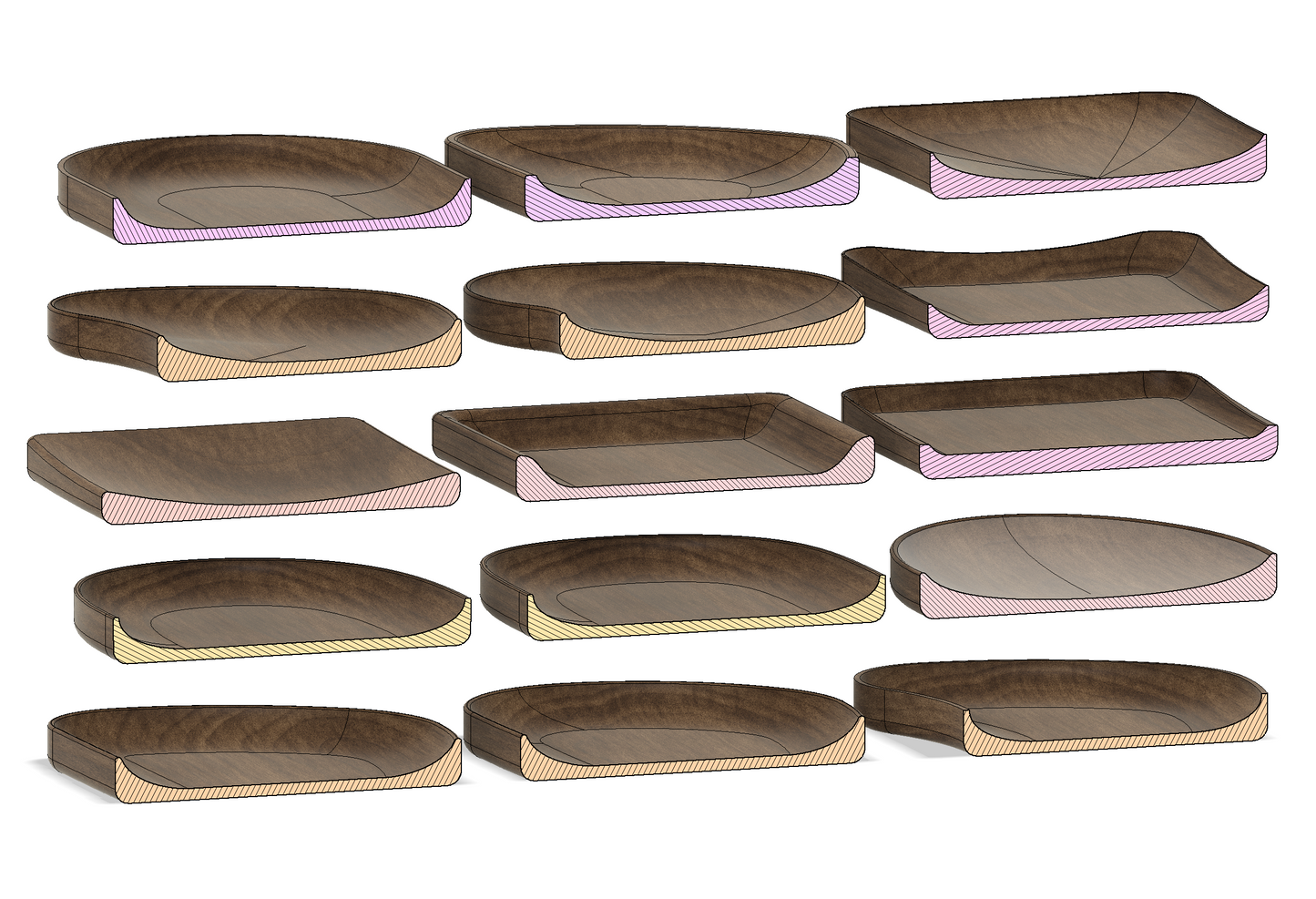 3D STL Pack, CNC Tray Cut Files Bundle A, 15 Designs