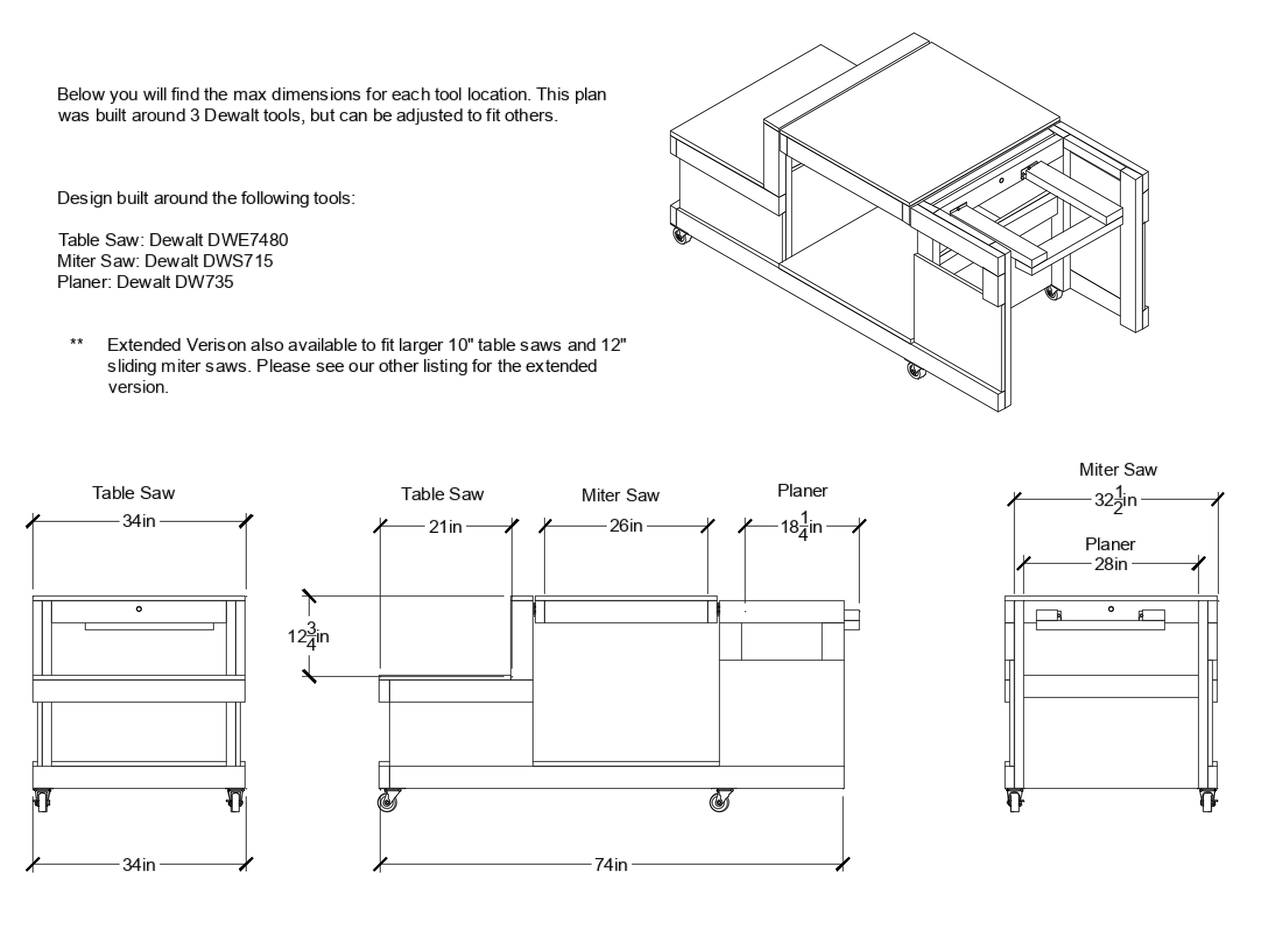 dimensions for flip top workbench