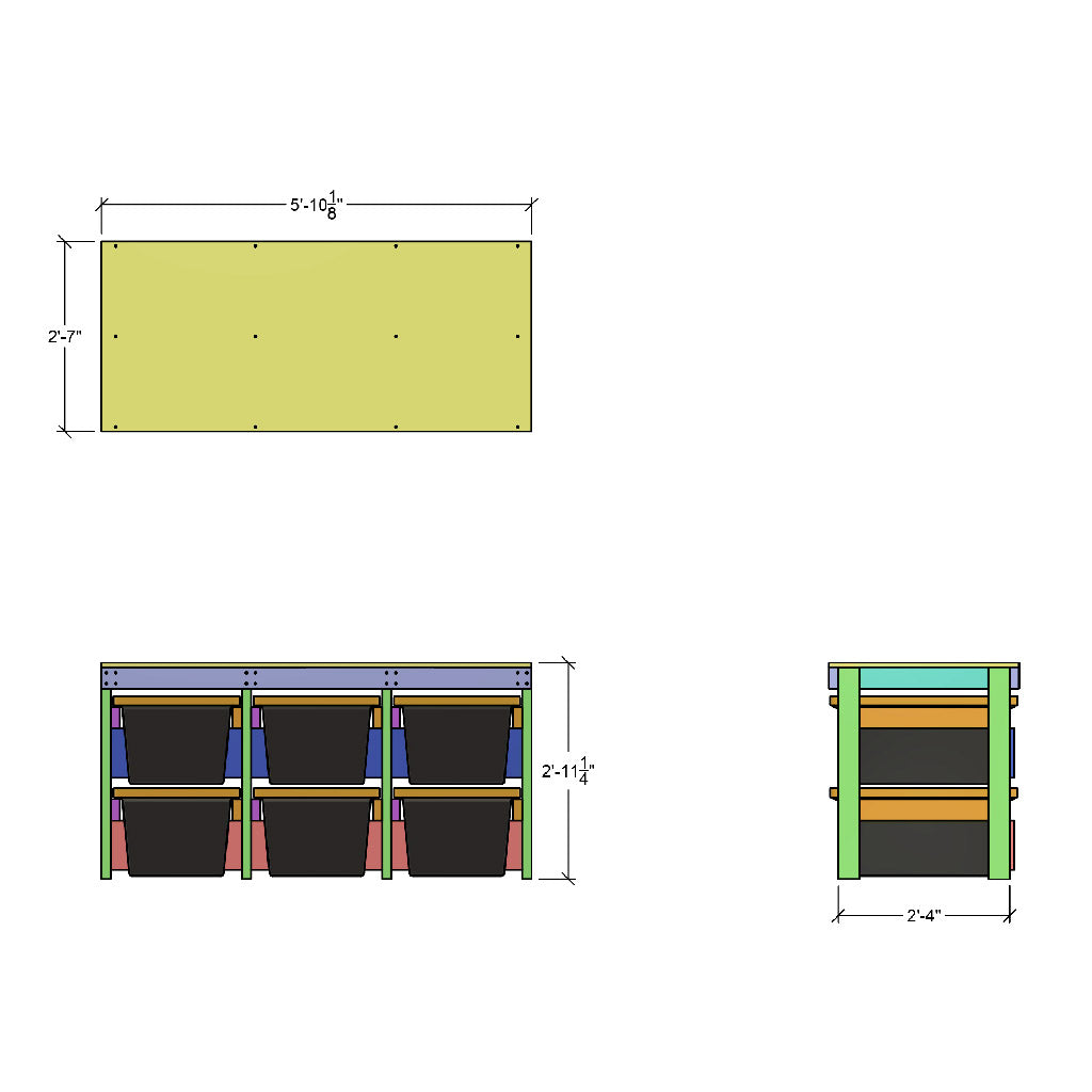 dimensions for storage tote workbench