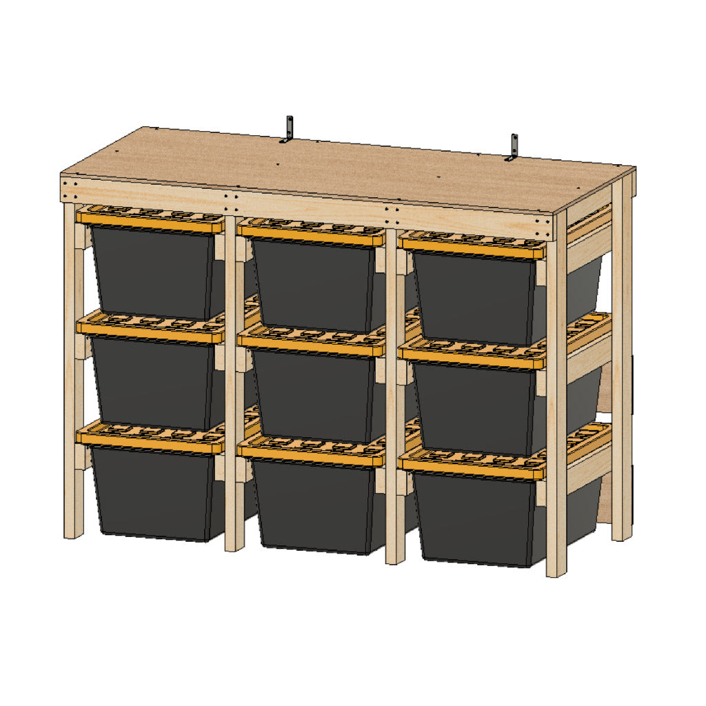 27 Gallon Tote Rack - Holds 9 Lowe's Totes – Hudson's Timber