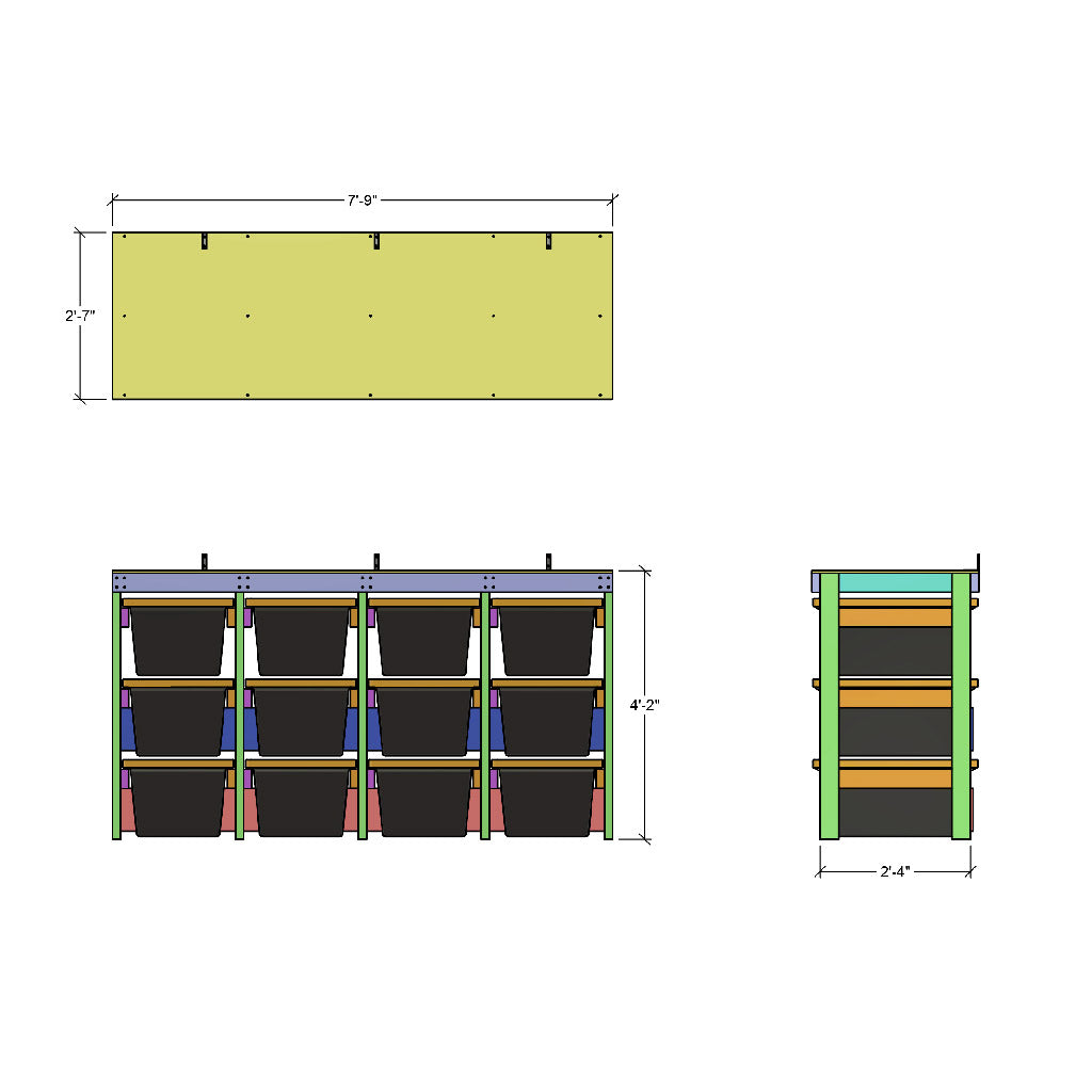 dimensions for 12 tote rack designed for lowes totes