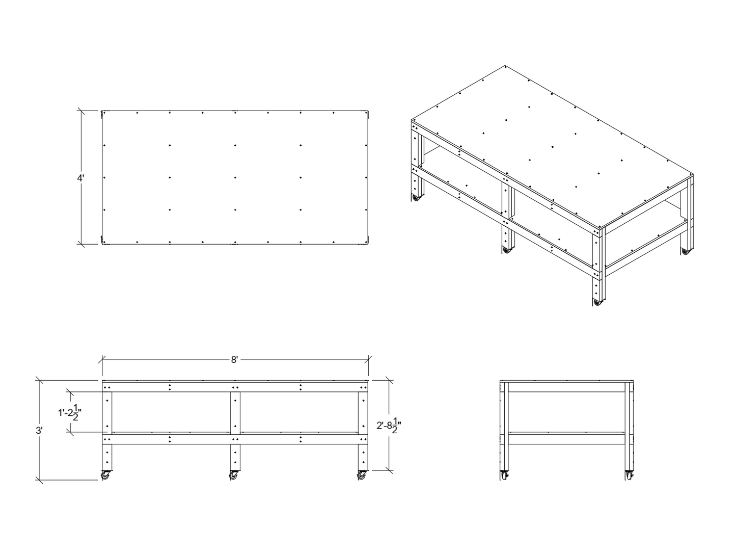 dimensions for 4x8 mobile workbench