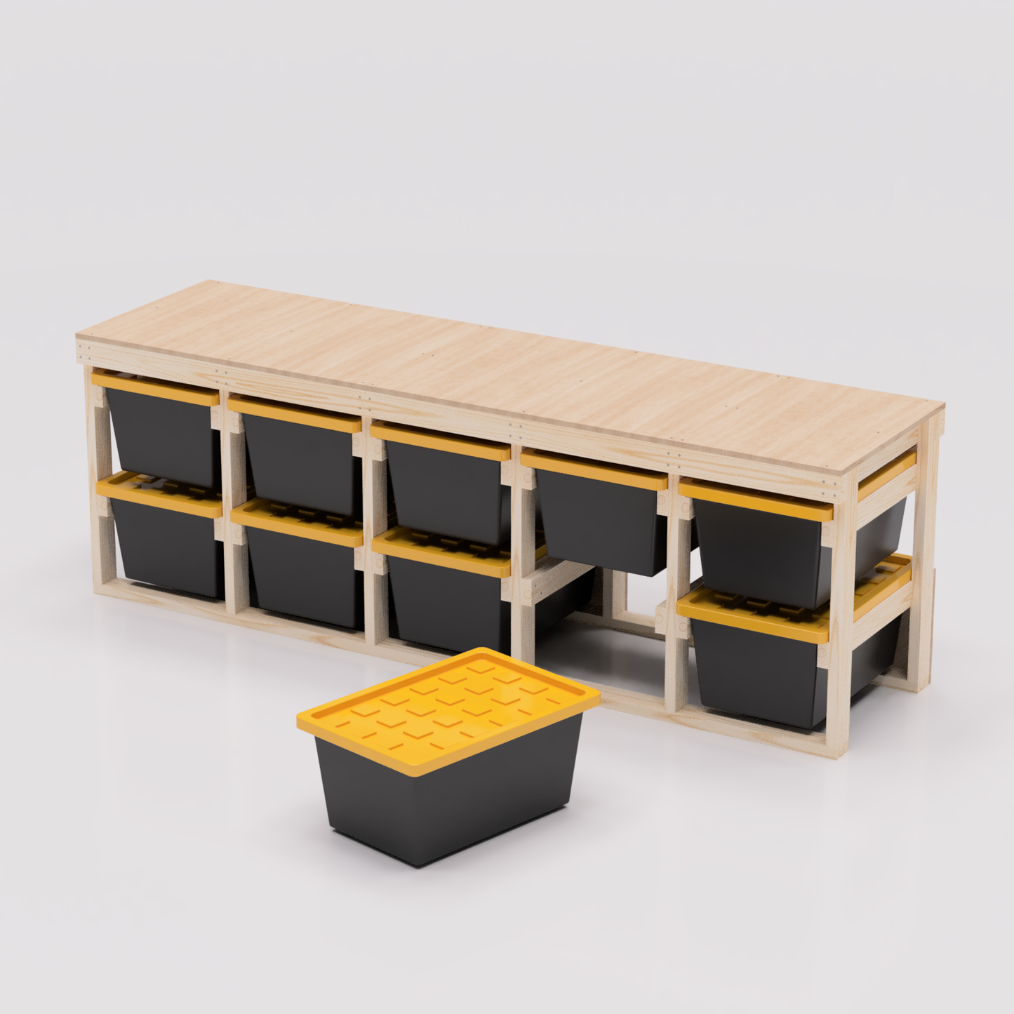 27 Gallon Tote Storage Rack Workbench Plans PDF - Universal