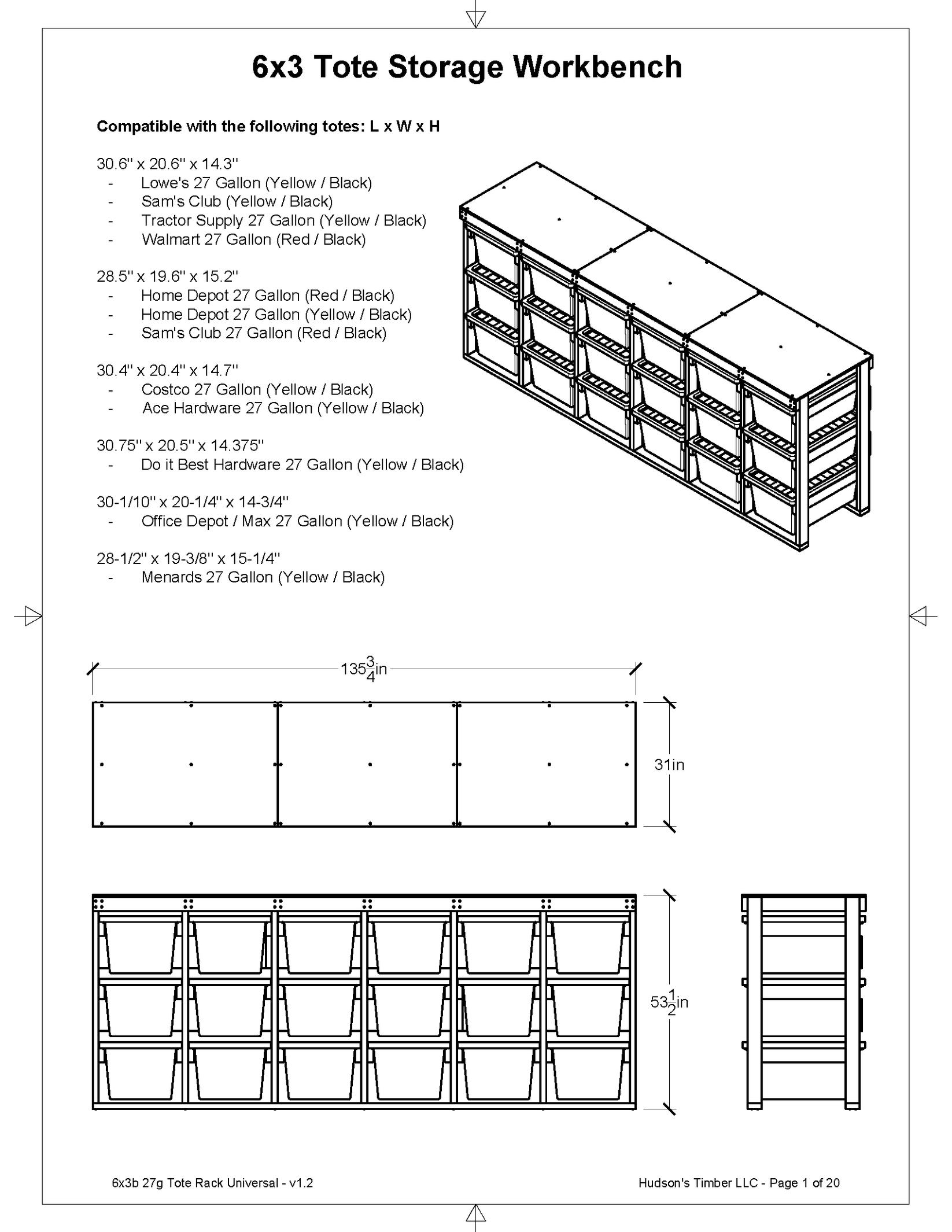 27 Gallon Tote Storage Rack Plans PDF – Hudson's Timber