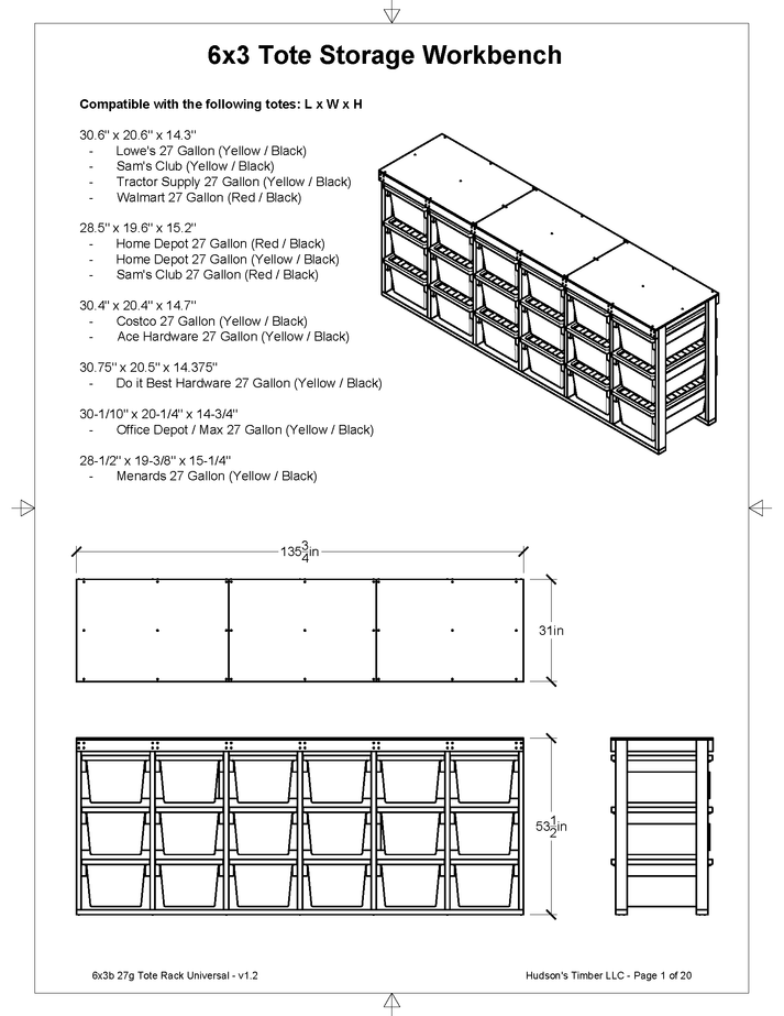 27 Gallon Tote Storage Rack Plans PDF – Hudson's Timber