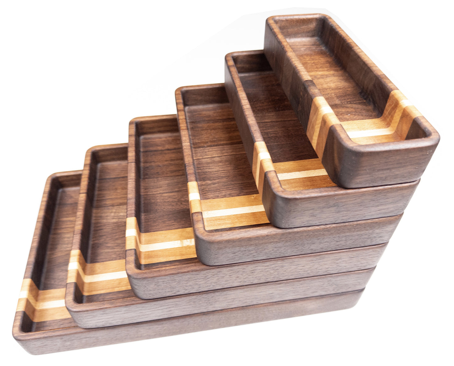 Collection of Walnut, Maple and Cherry Hardwood Trays