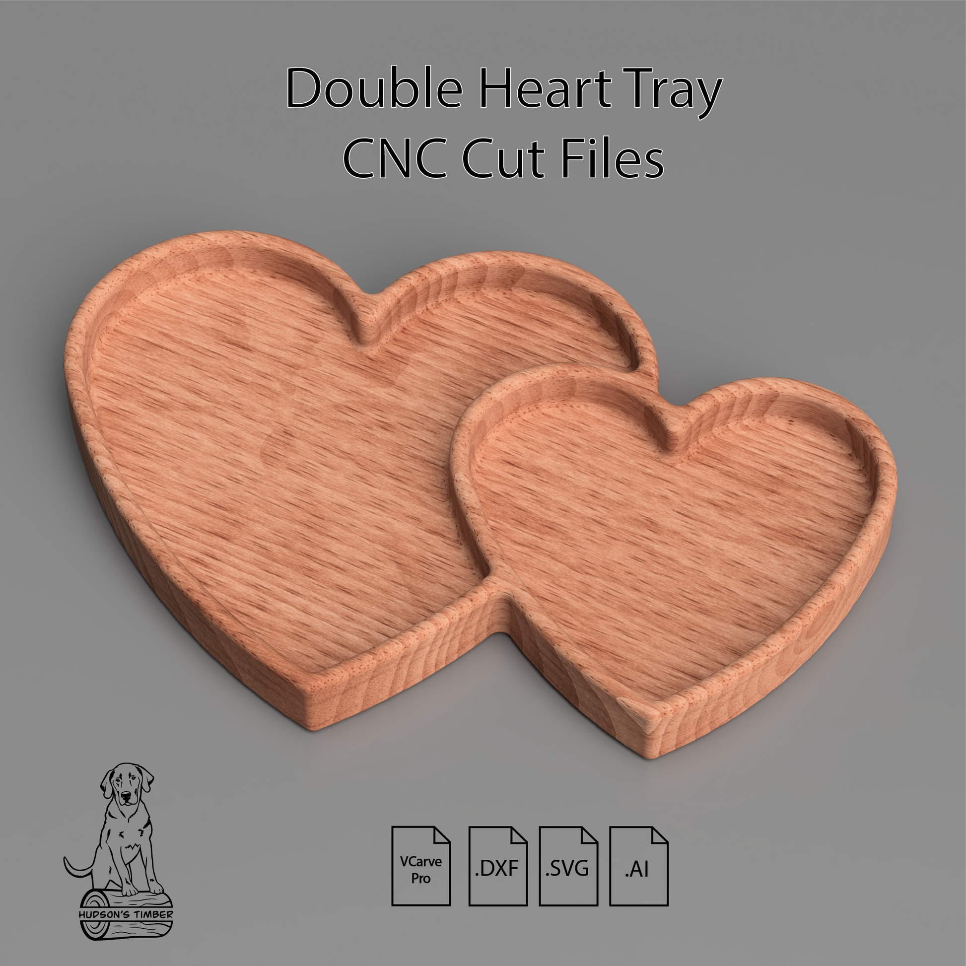 Double Heart Design vcarve cut file