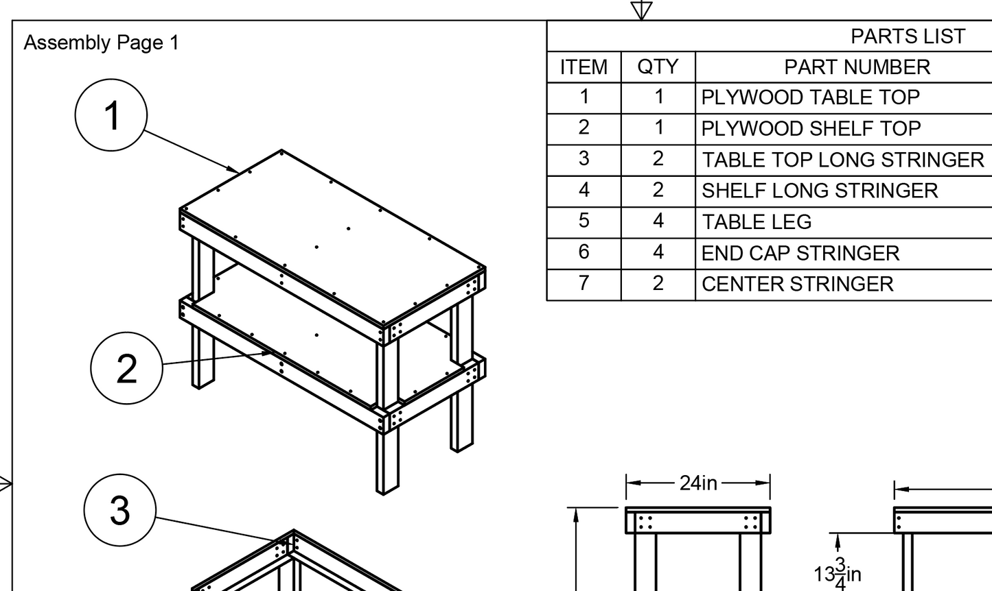 2'x4' Workbench With Shelf
