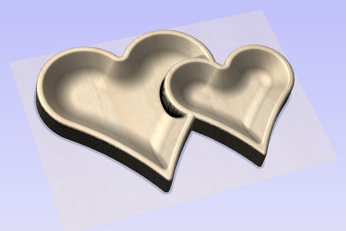 3d Double Heart Concave