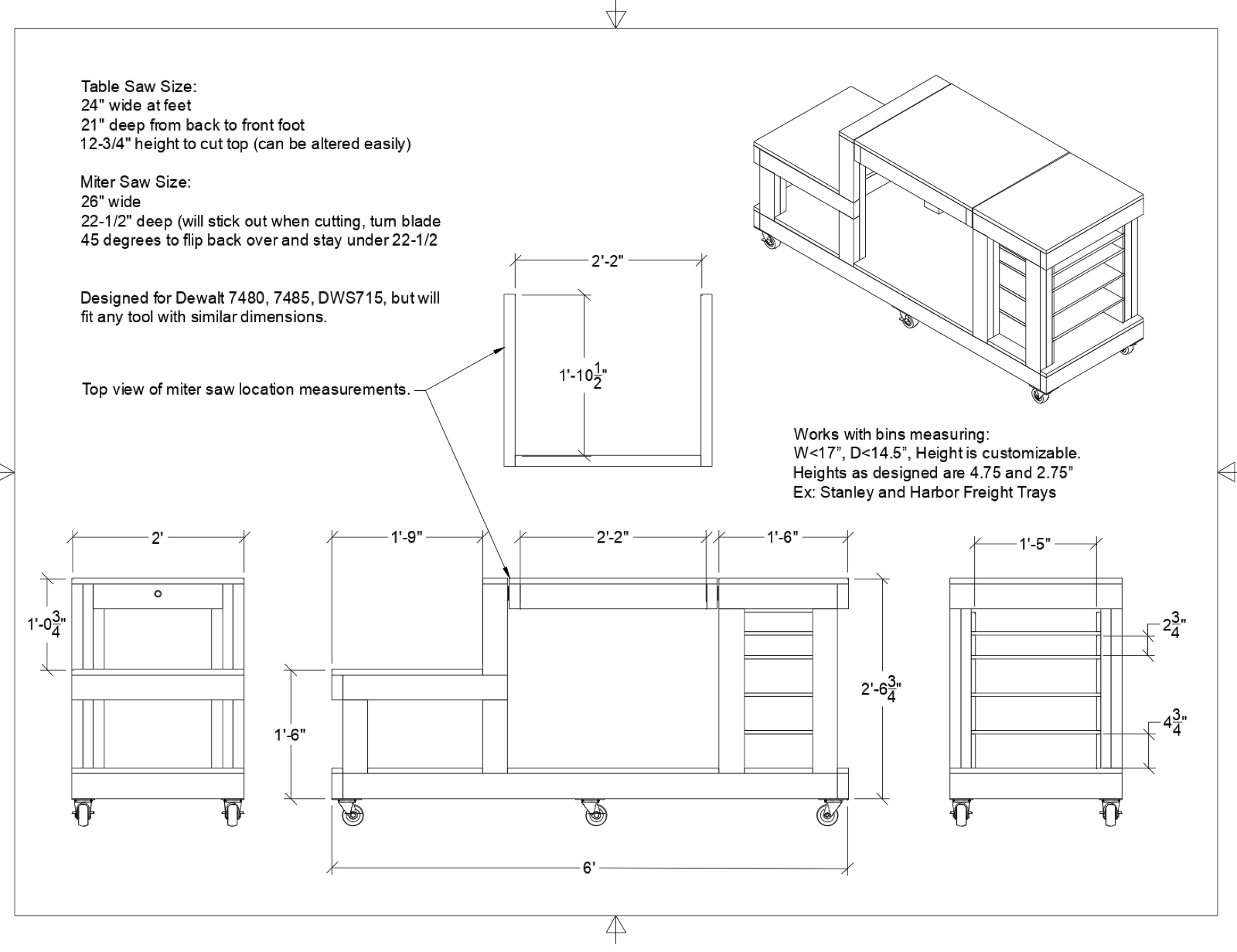 dimensions for 2x6ft flip top workbench