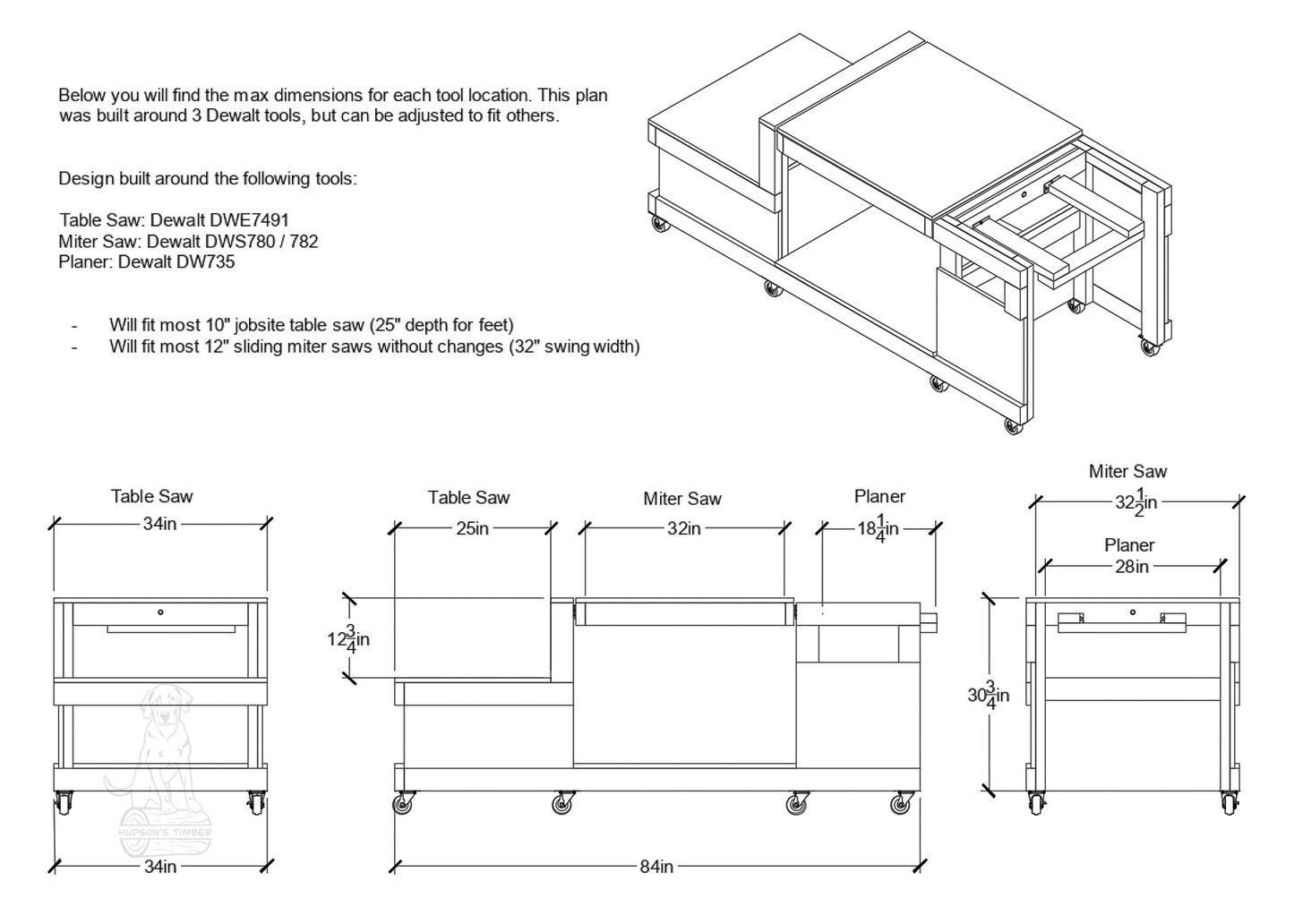 dimensions for extended version of flip top workbench