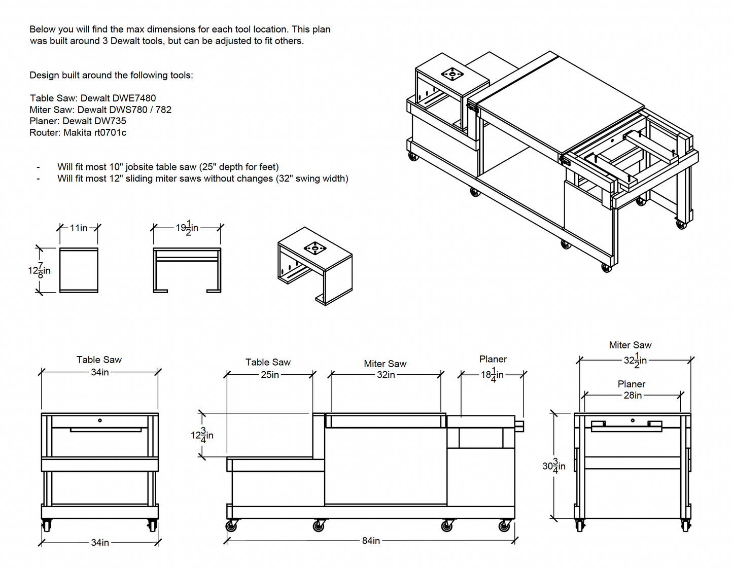 4 Tool Mobile Flip Top Workbench